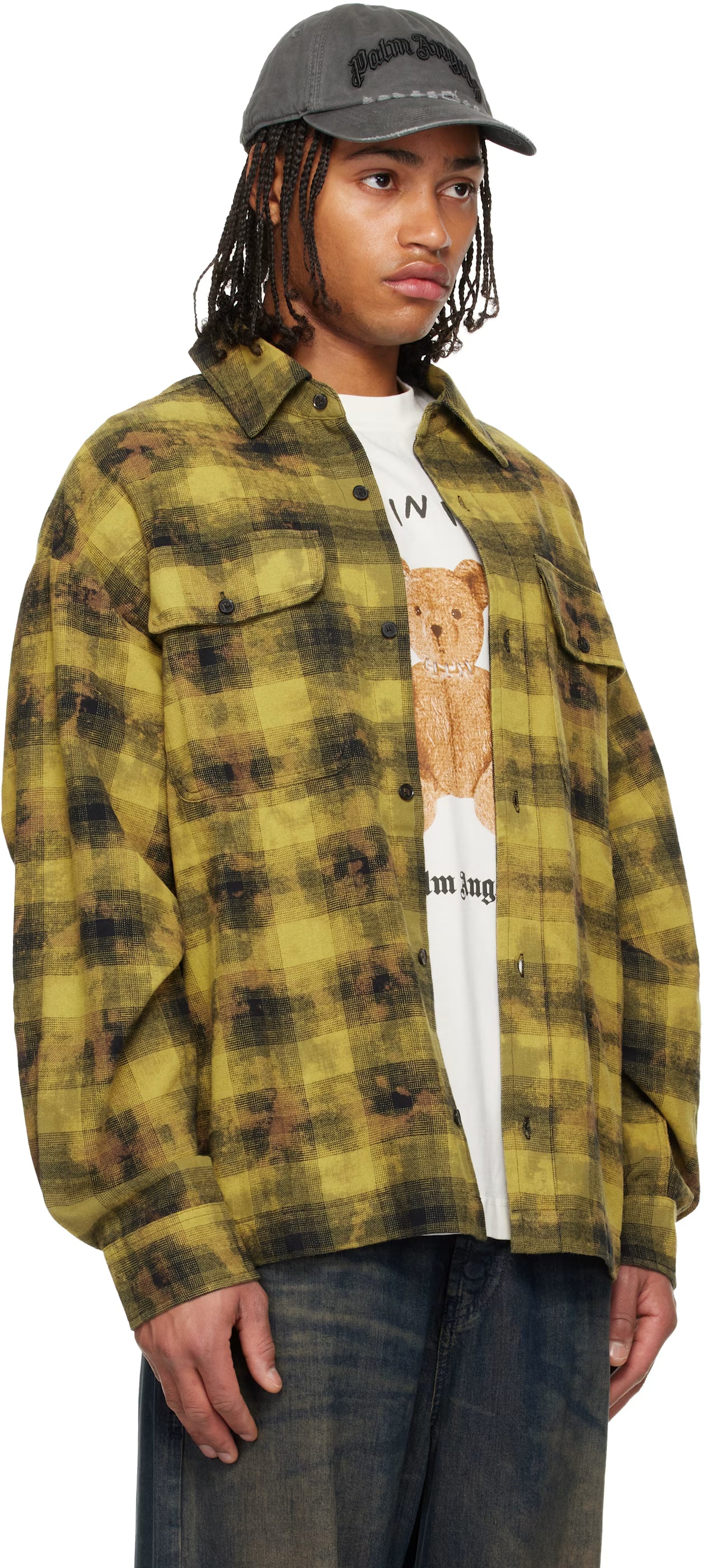 Yellow & Black Curved Logo Check Shirt