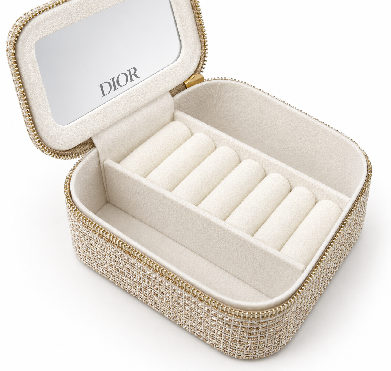 Christian Dior Golden Logo Travel Jewellery Case With Mirror – (Rare VIP Gift)