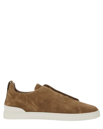 Zegna Men’s Beige 100% Leather Sneakers – Made in Italy