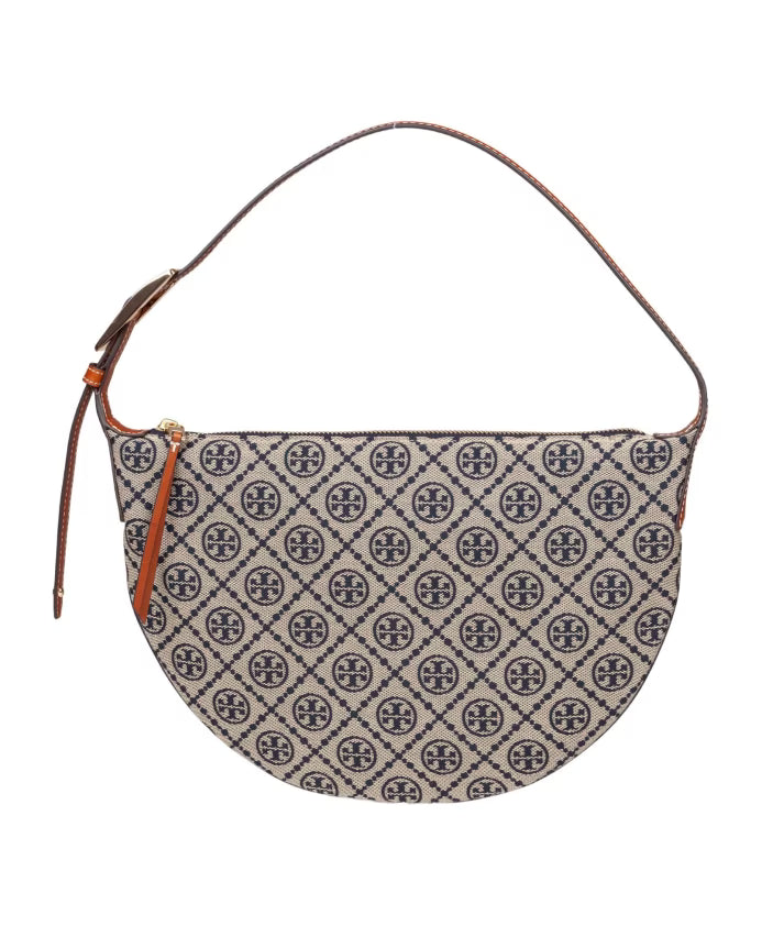 Navy Shoulder Bag with Monogram Details