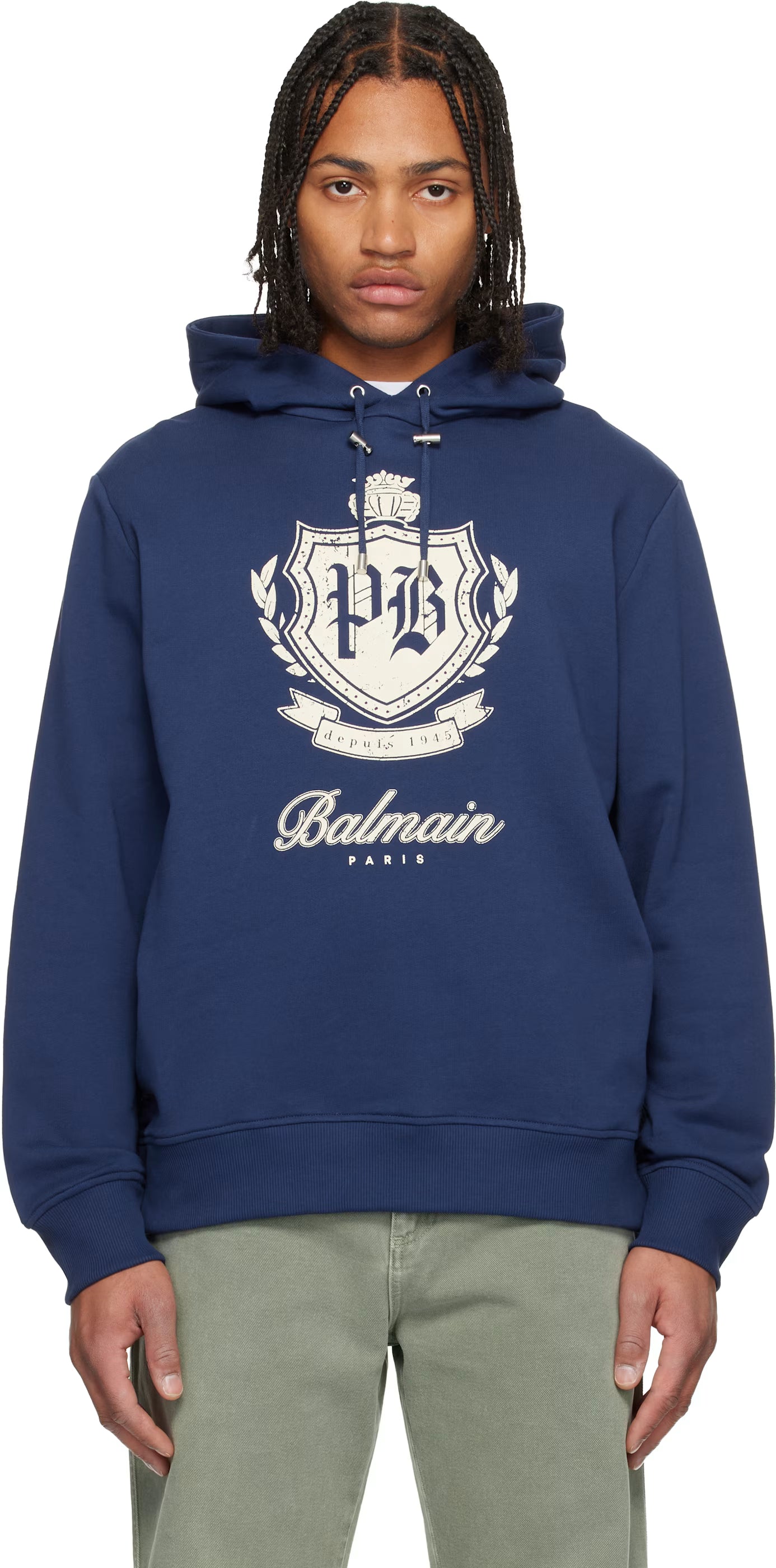 Blue College Emblem Hoodie
