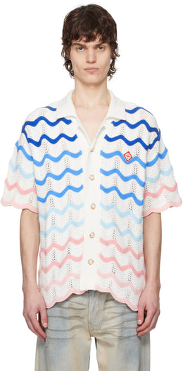 Multicolor Gradient Wave Crochet Shirt