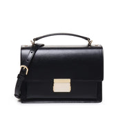 Black Leather Handbag with Gold Hardware