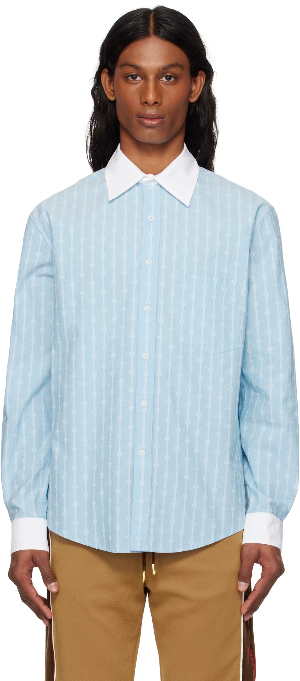 Blue Laurel Stripe Jacquard Shirt
