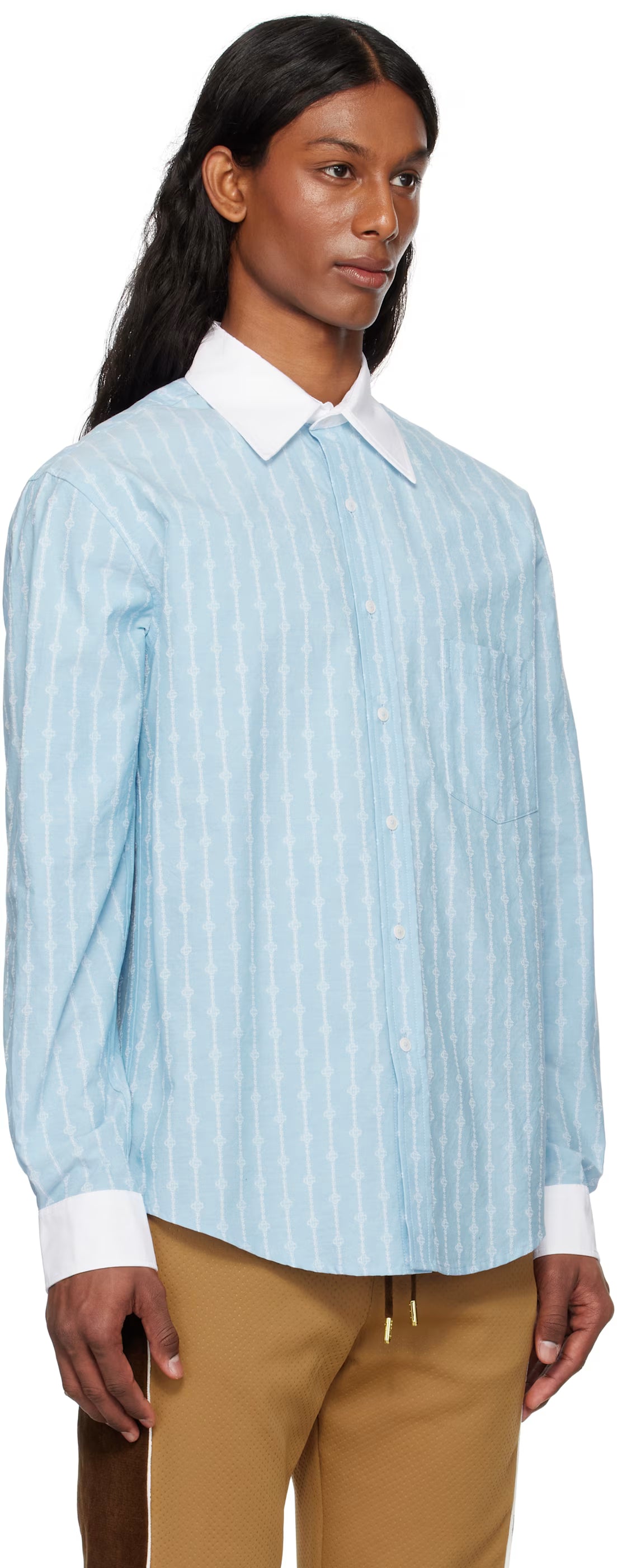 Blue Laurel Stripe Jacquard Shirt