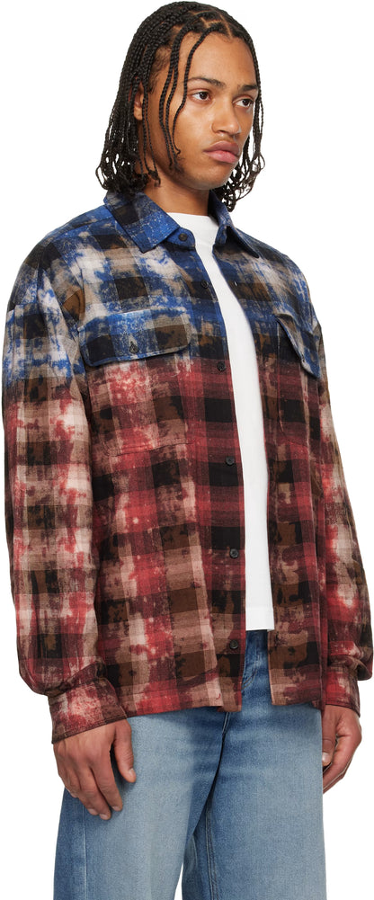 Red & Blue Curved Logo Check Shirt
