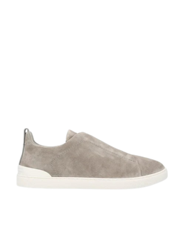 Zegna Grey Suede Triple Stitch™ Luxury Slip-On Sneakers for Men