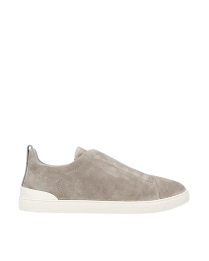 Zegna Grey Suede Triple Stitch™ Luxury Slip-On Sneakers for Men