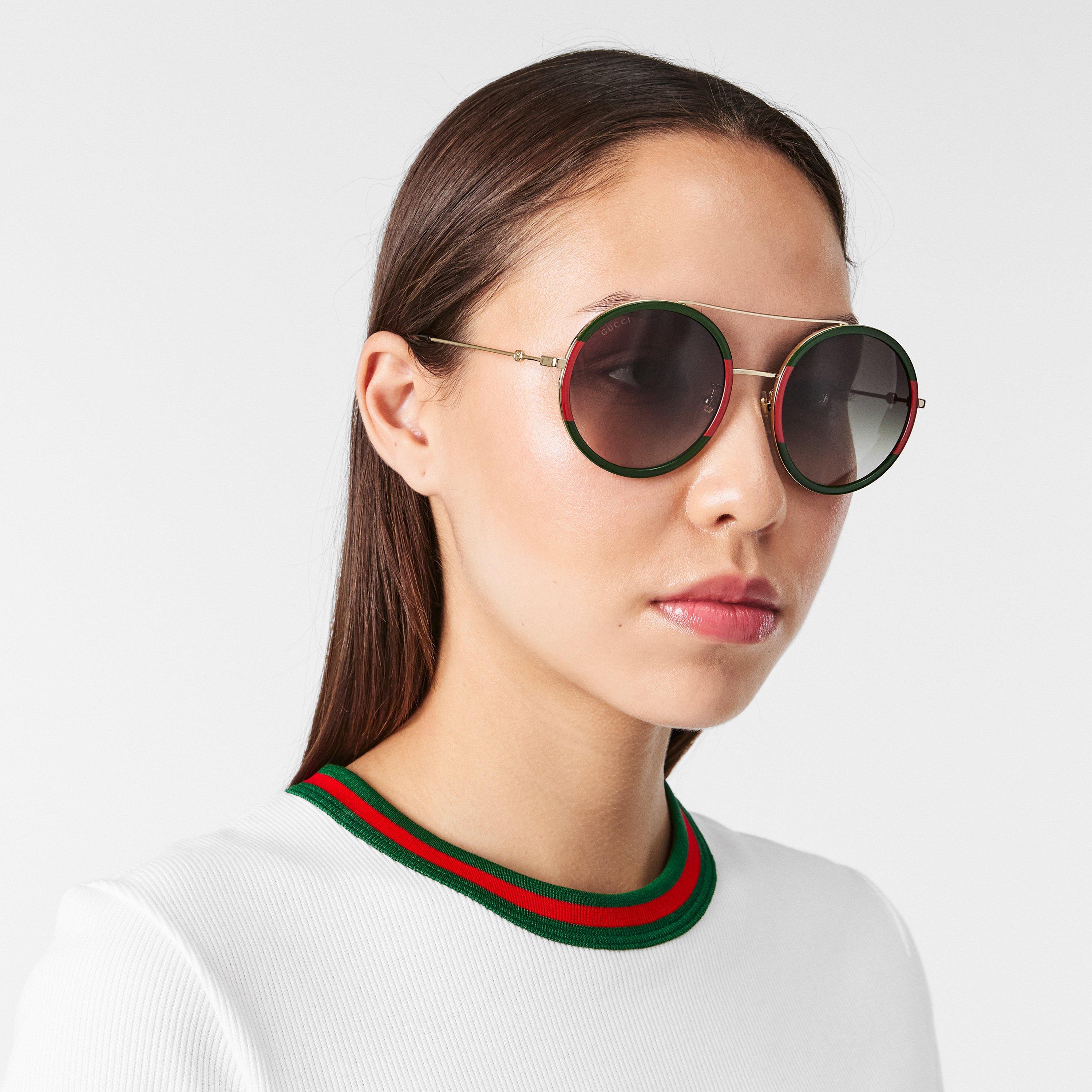 Women's Stripe Round Pilot Sunglasses
