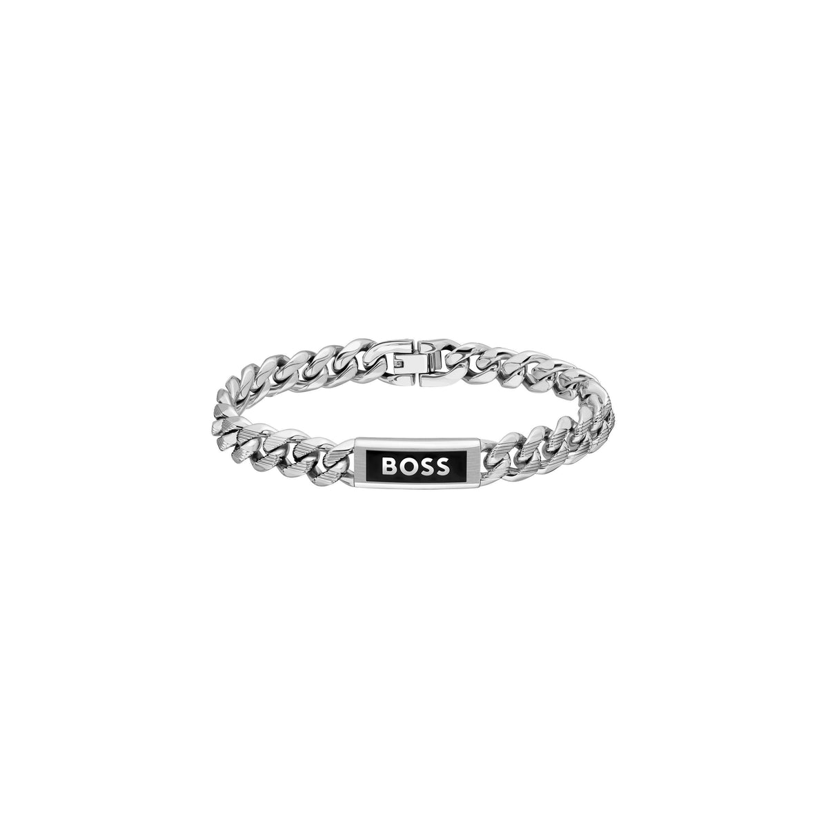 Gents BOSS Kassy Emblem Stainless Steel Black IP Pendant Bracelet