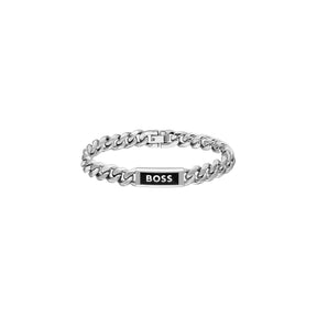 Gents BOSS Kassy Emblem Stainless Steel Black IP Pendant Bracelet