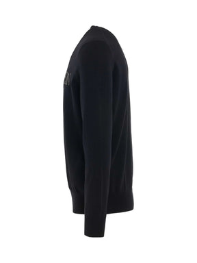 Chain Embroidered Knit Sweater in Black/Silver
