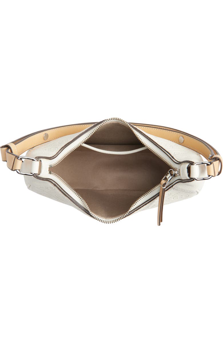 T-Monogram Embossed Crescent Shoulder Bag