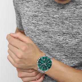 Gents BOSS Admiral Stainless Steel Green Dial Mesh Strap Watch