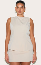 Plus Sand Woven Mid Rise Mini Skirt