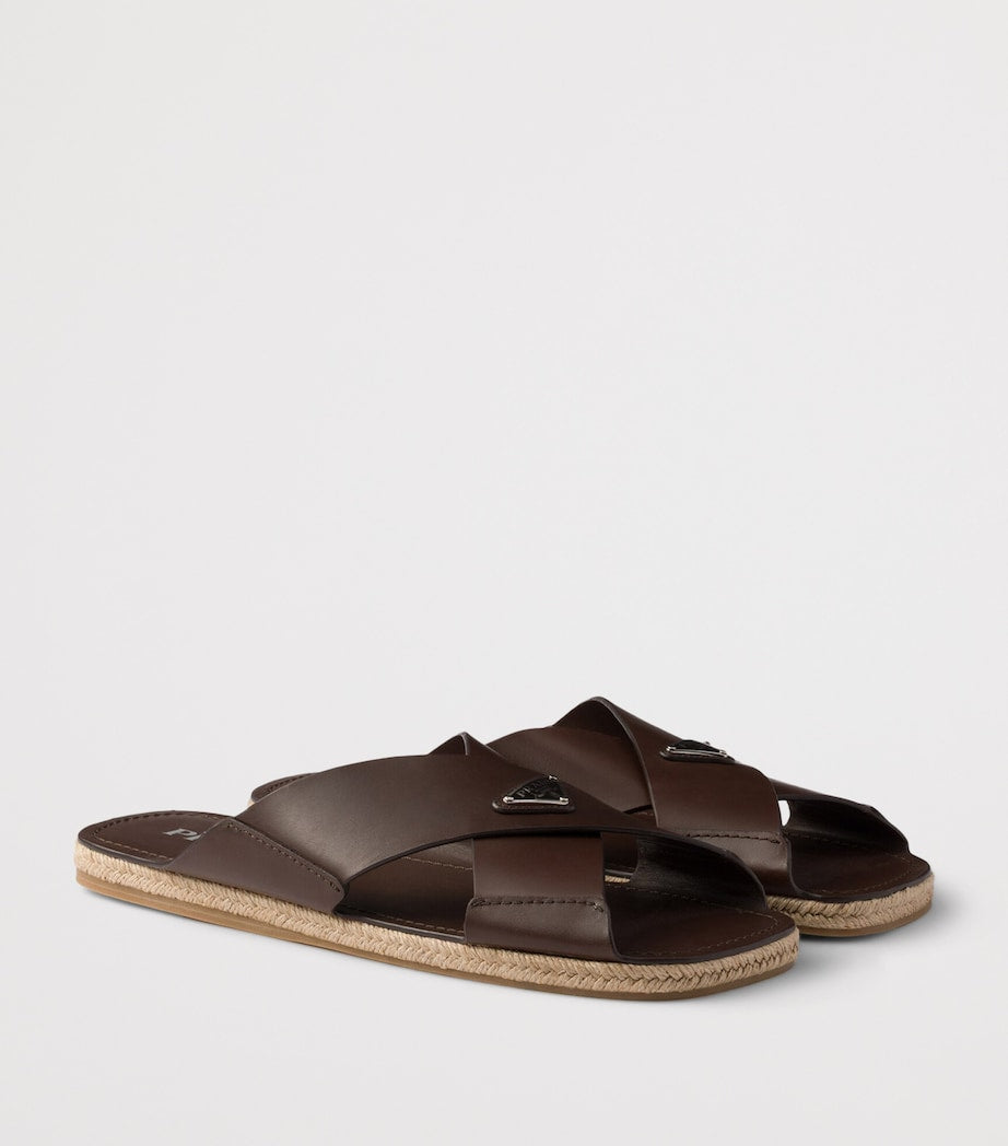 Prada Leather Crisscross Sandals