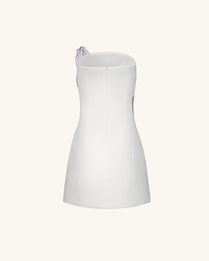 Iris Floral Print Strapless Dress - White