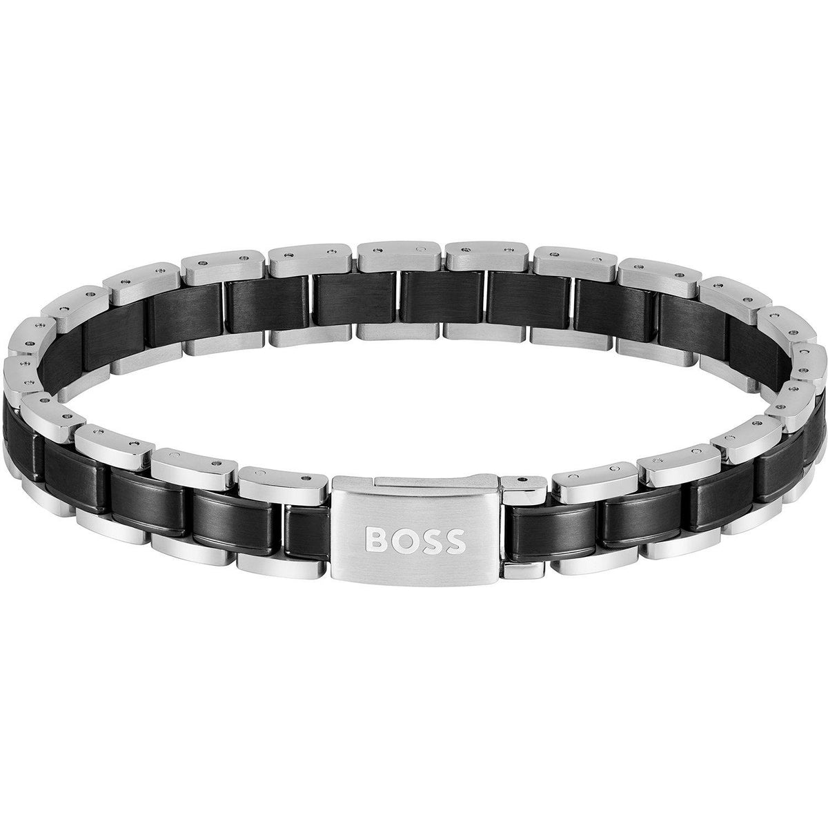Gents BOSS Metal Link Essentials SS & Black IP Bracelet