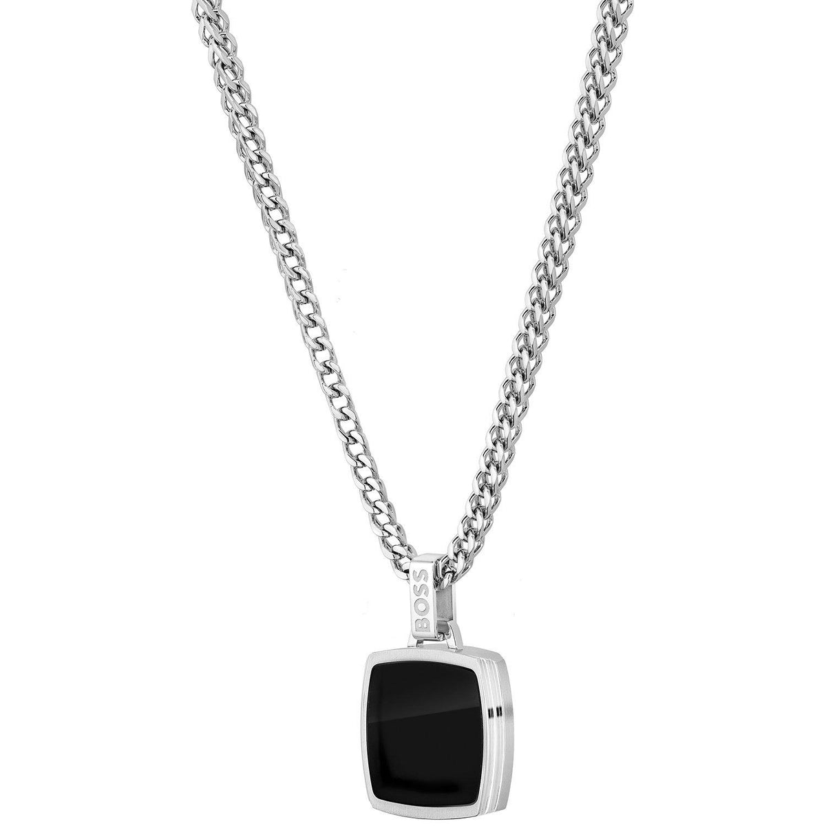 Gents BOSS Odell Black Onyx Pendant Necklace