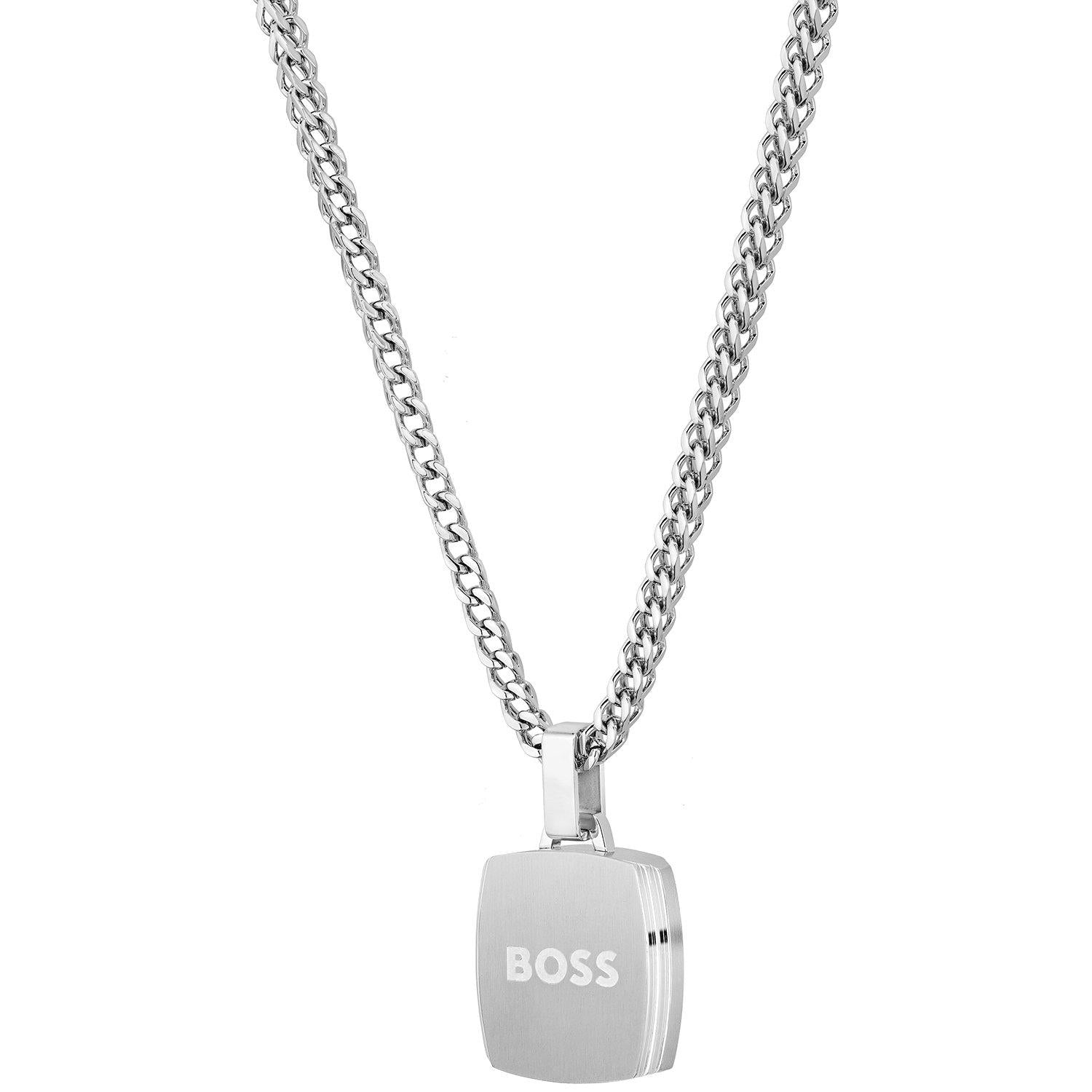 Gents BOSS Odell Black Onyx Pendant Necklace