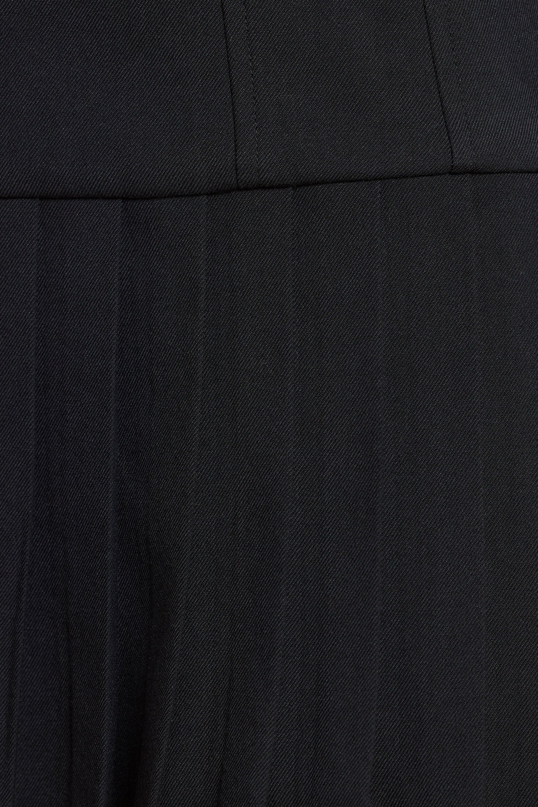 Brushed Twill Drop Waist Kilt Mini Dress in Black