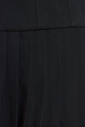 Brushed Twill Drop Waist Kilt Mini Dress in Black