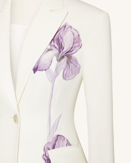 Iris Embroidery Hourglass Blazer - White