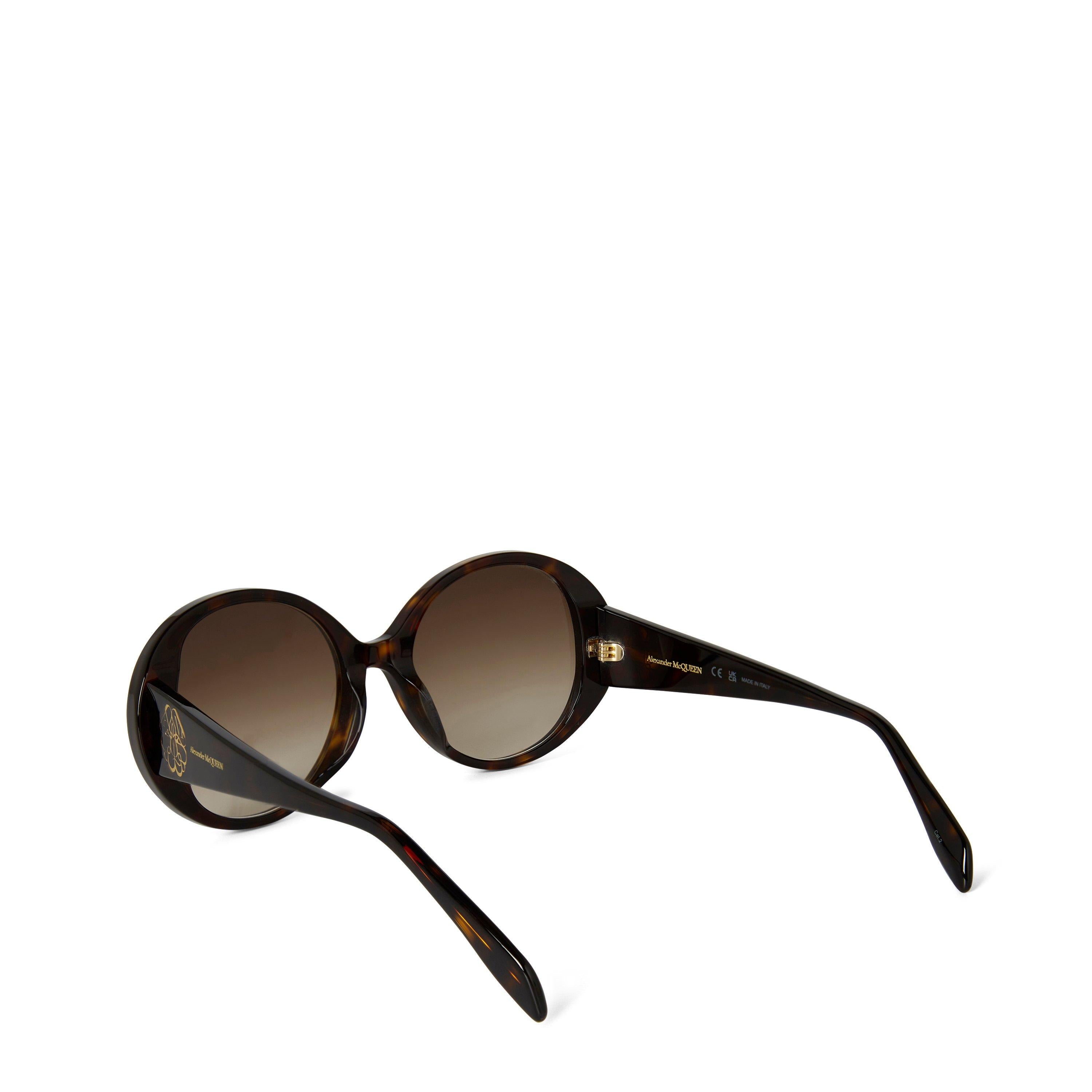 Women's Seal Motif Alexander McQueen Round Sunglasses
