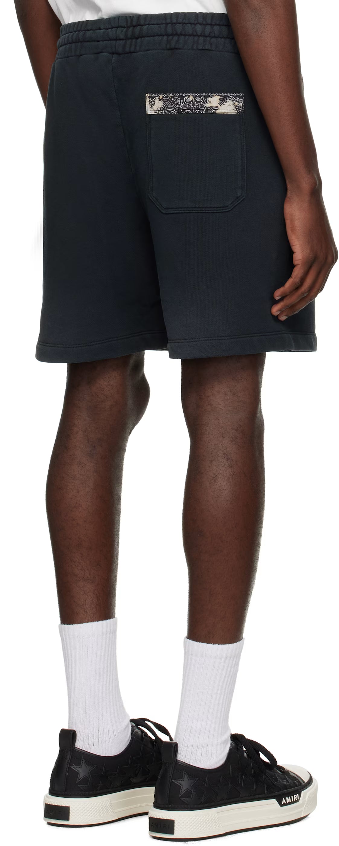 Black Bleach Bandana Shorts
