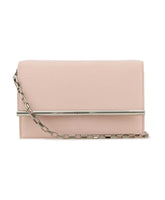 Pink Leather Cross-Bar Clutch Handbag