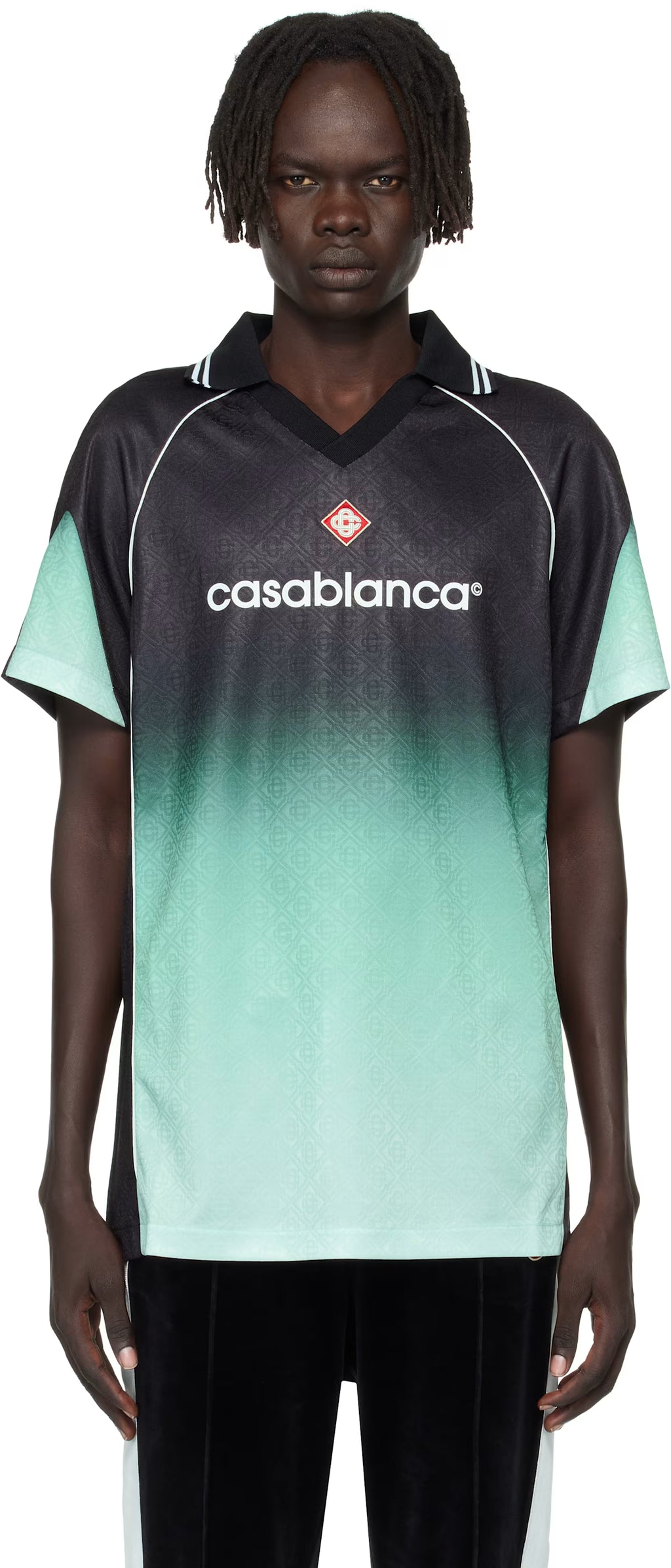 Black & Green Monogram Short Sleeve Football Jersey