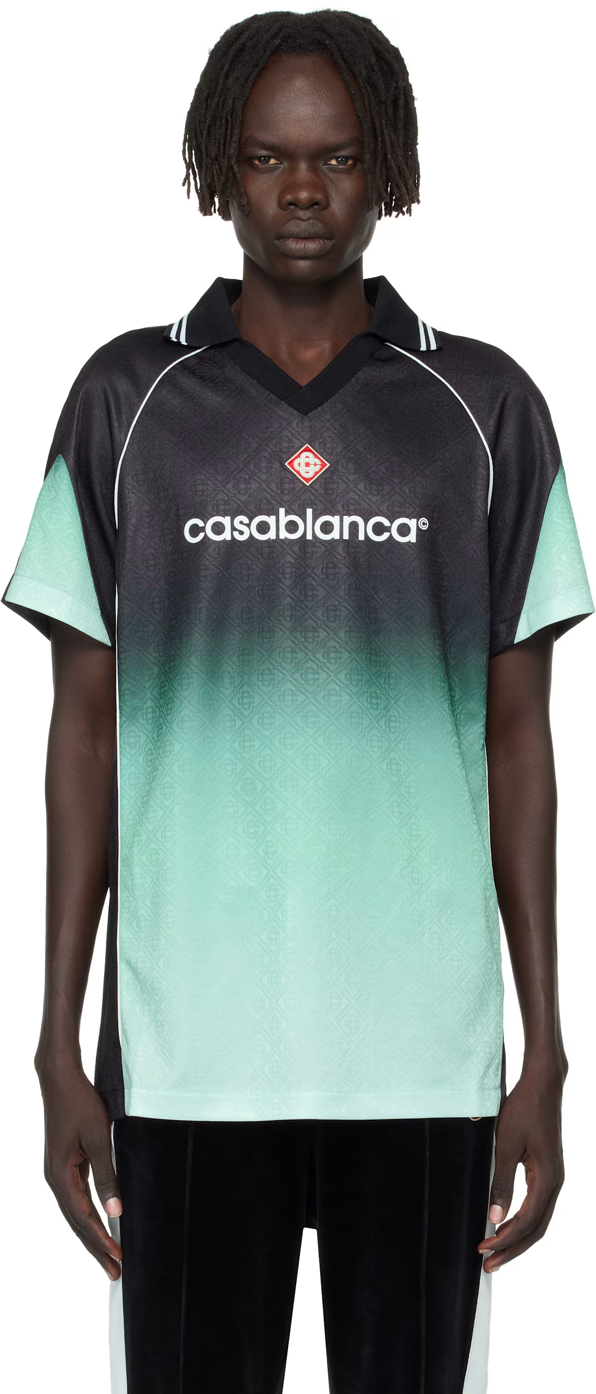 Black & Green Monogram Short Sleeve Football Jersey