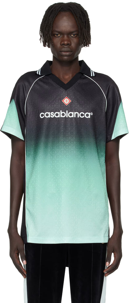 Black & Green Monogram Short Sleeve Football Jersey