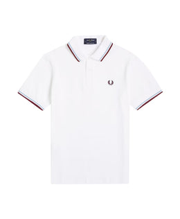 Fred Perry Classic Polo Shirt White/Ice/Maroon