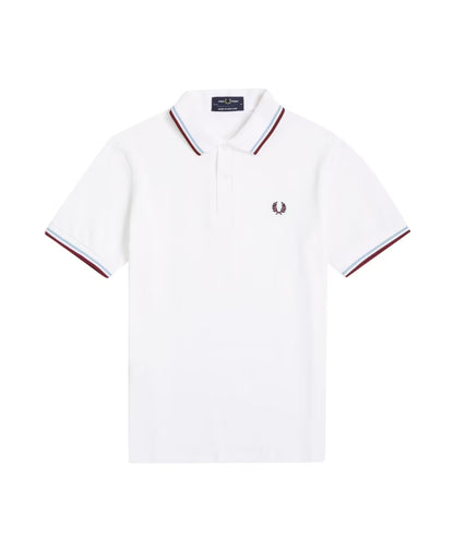 Fred Perry Classic Polo Shirt White/Ice/Maroon