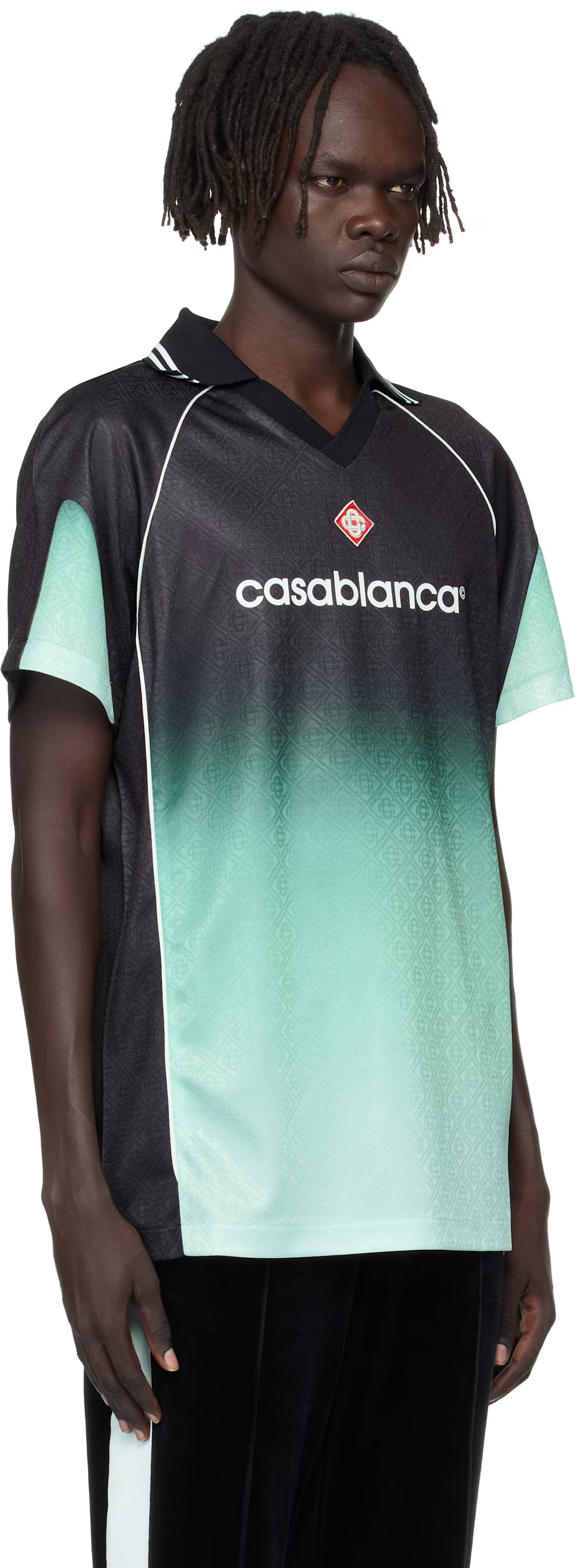 Black & Green Monogram Short Sleeve Football Jersey