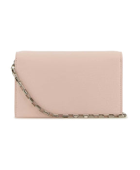 Pink Leather Cross-Bar Clutch Handbag