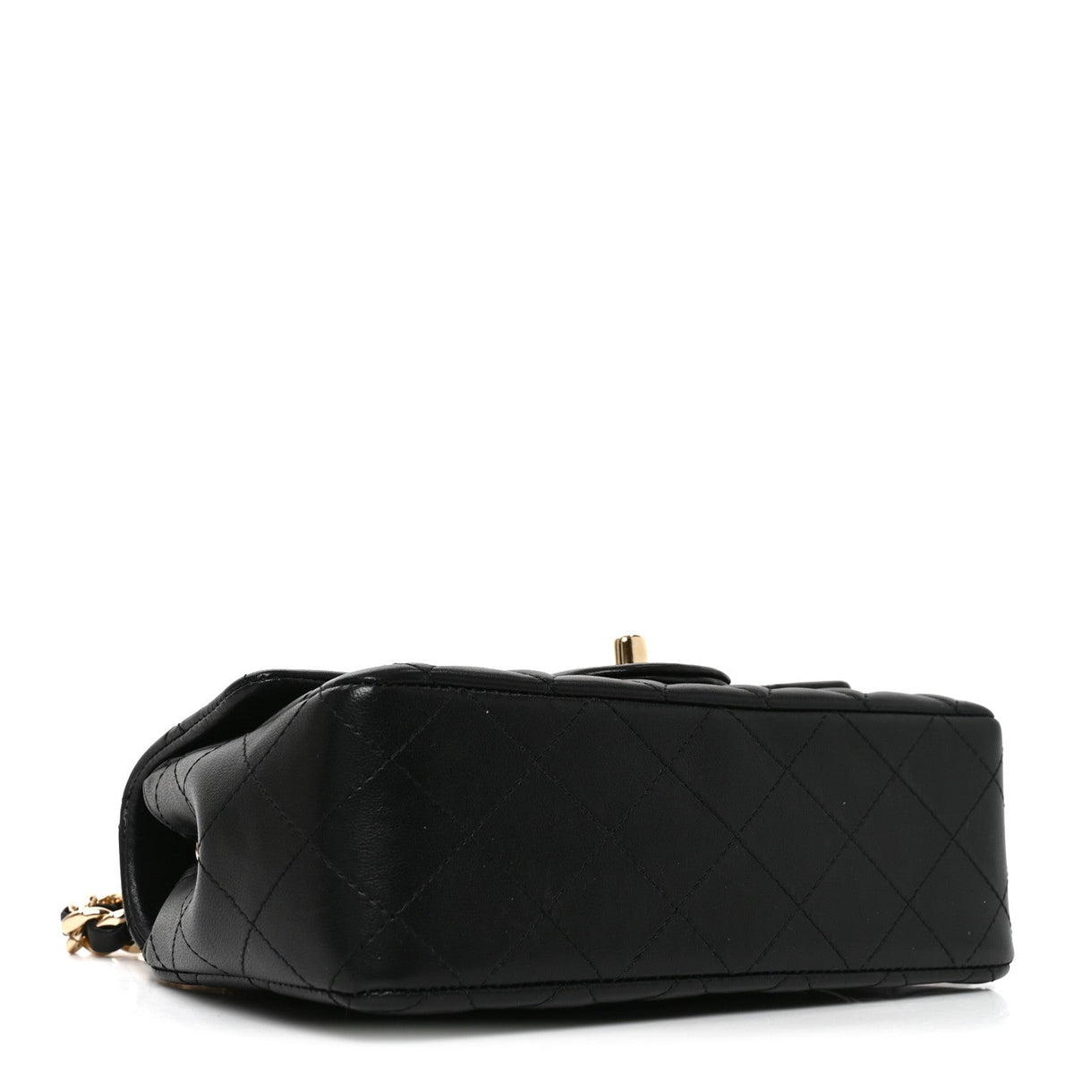 Chanel Lambskin Quilted Mini Coco Charms Rectangular Flap Black