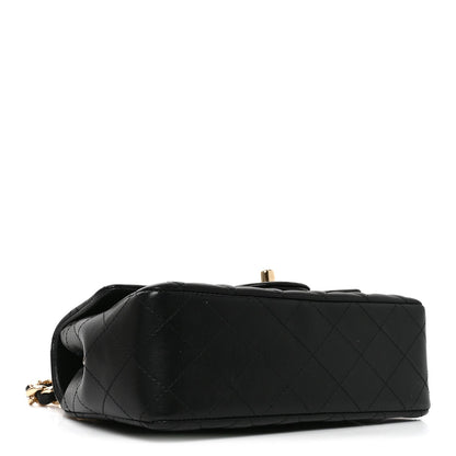 Chanel Lambskin Quilted Mini Coco Charms Rectangular Flap Black