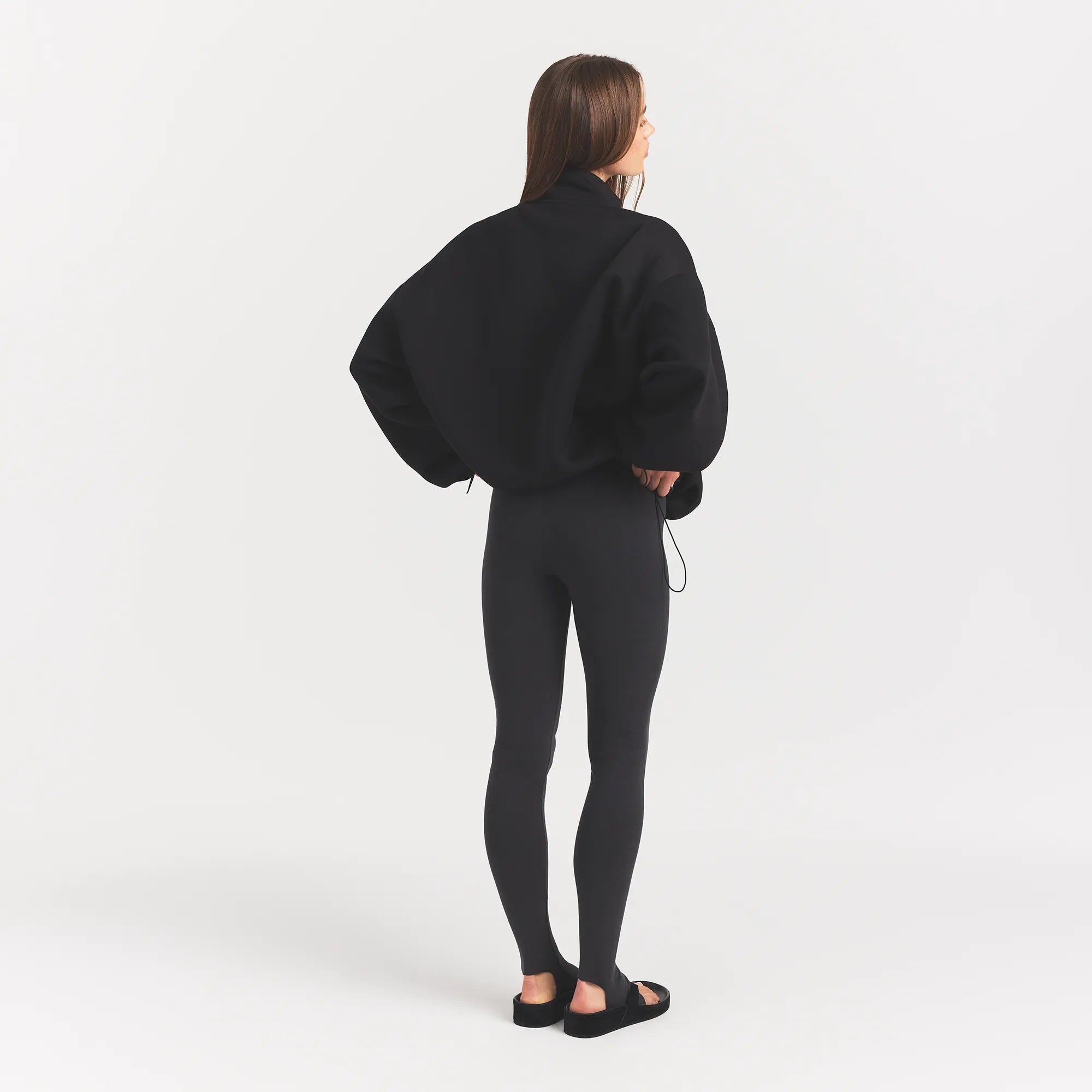 Neoprene Outerwear Oversized Mock Neck Jacket