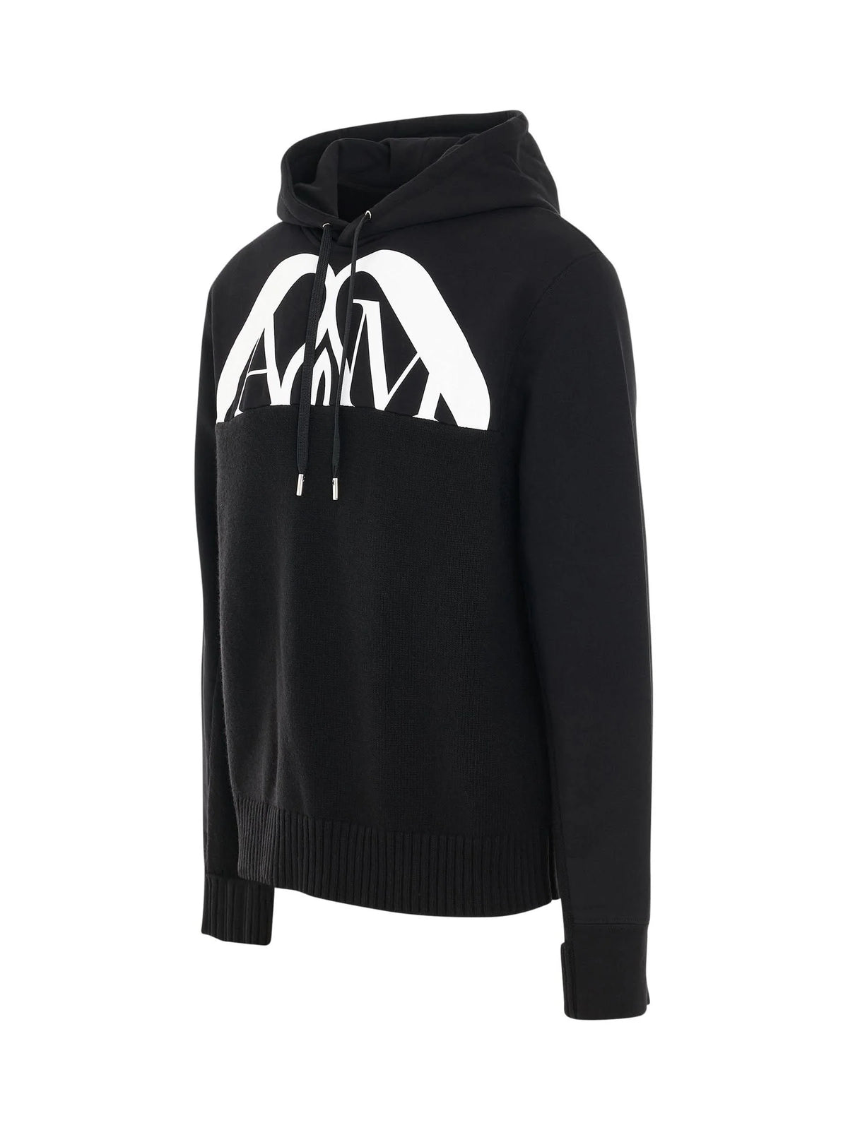Hybrid Logo with Charm Hooded Sweater in Black