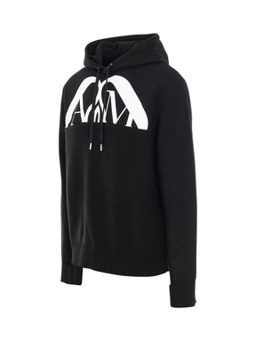 Hybrid Logo with Charm Hooded Sweater in Black