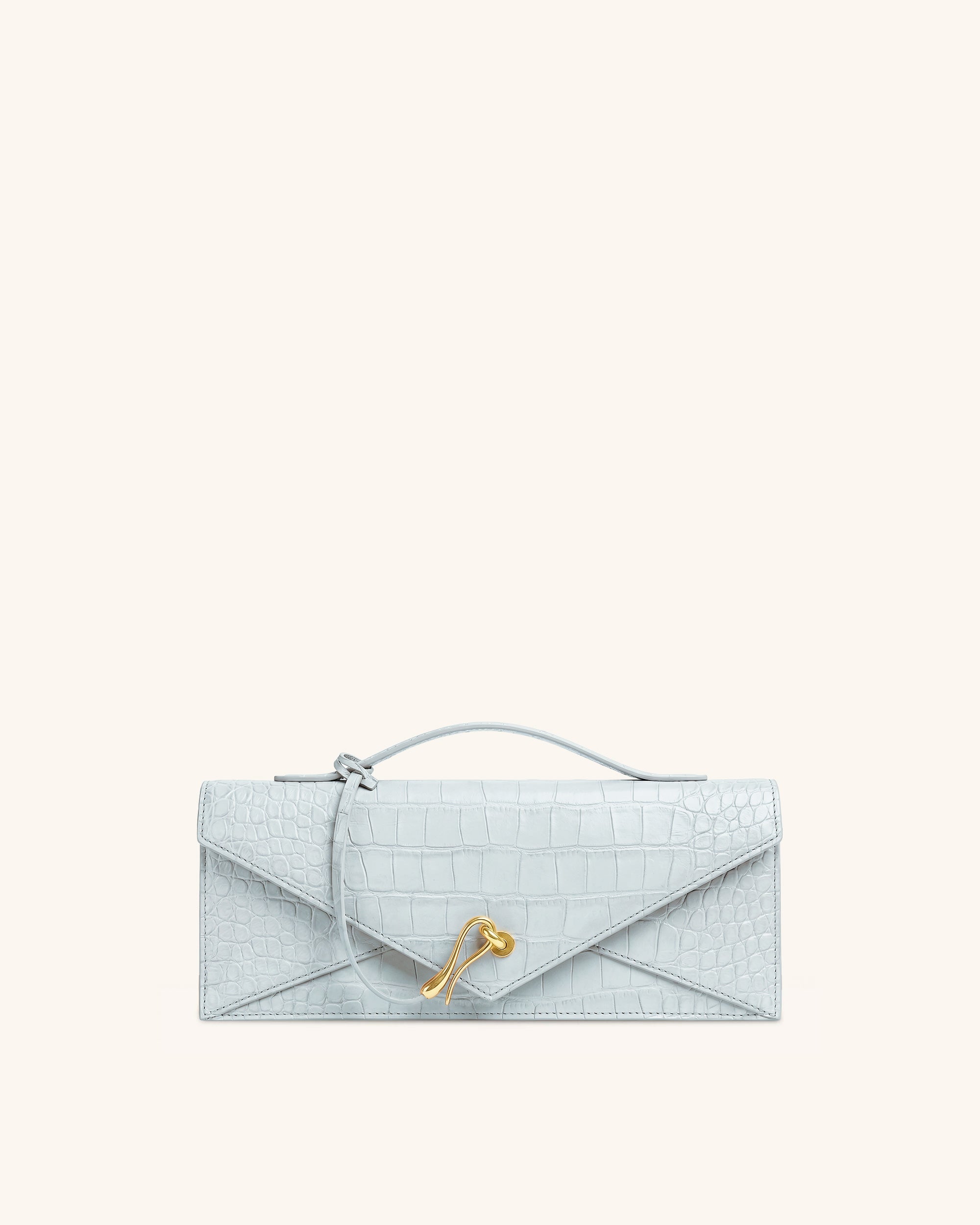 Celeste Envelope Top Handle Bag - Olive Green Lizard Texture