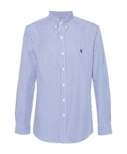 Polo Ralph Lauren White Cotton Shirt with Blue Logo