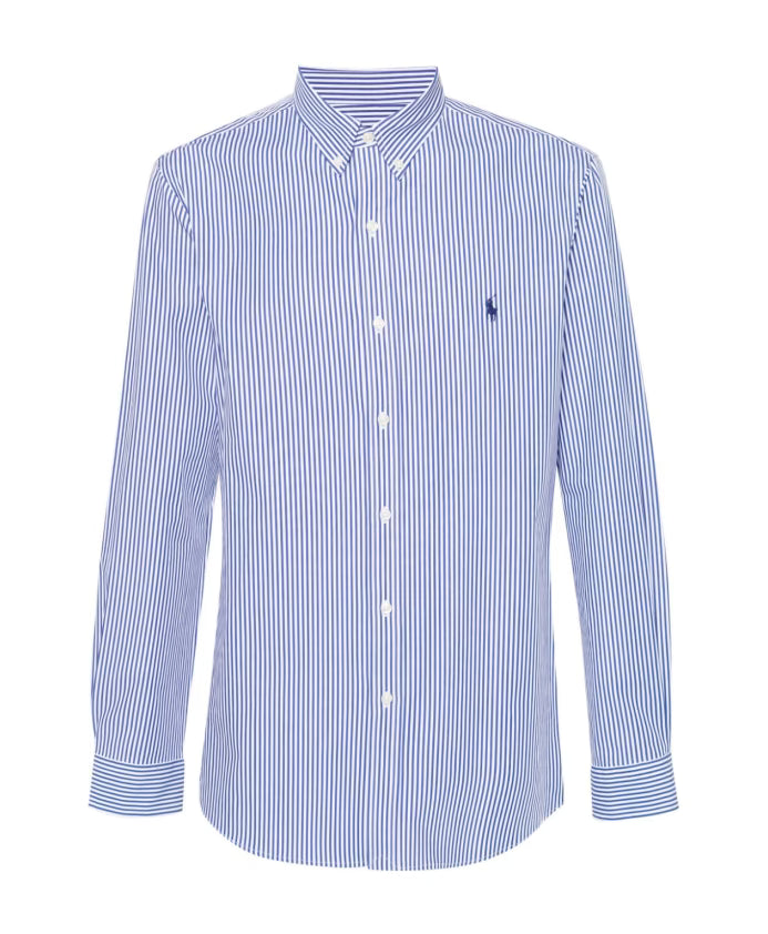Polo Ralph Lauren White Cotton Shirt with Blue Logo