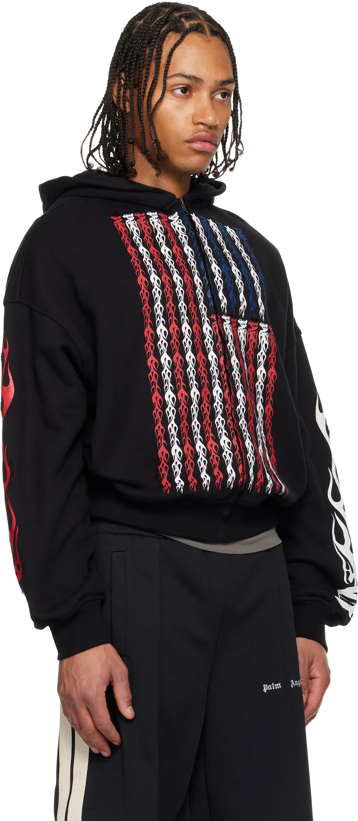 Black Flames Flag Zip Hoodie