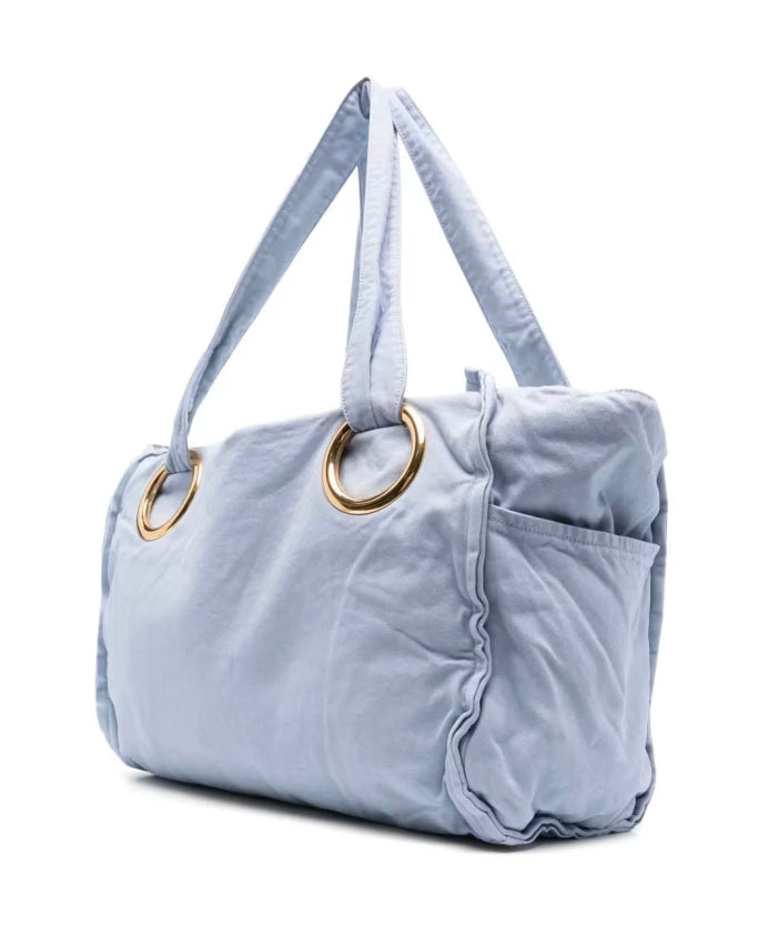 Clear Blue Oversized Eyelets Shoulder Bag