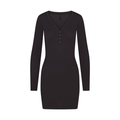 Wool Rib Henley Dress