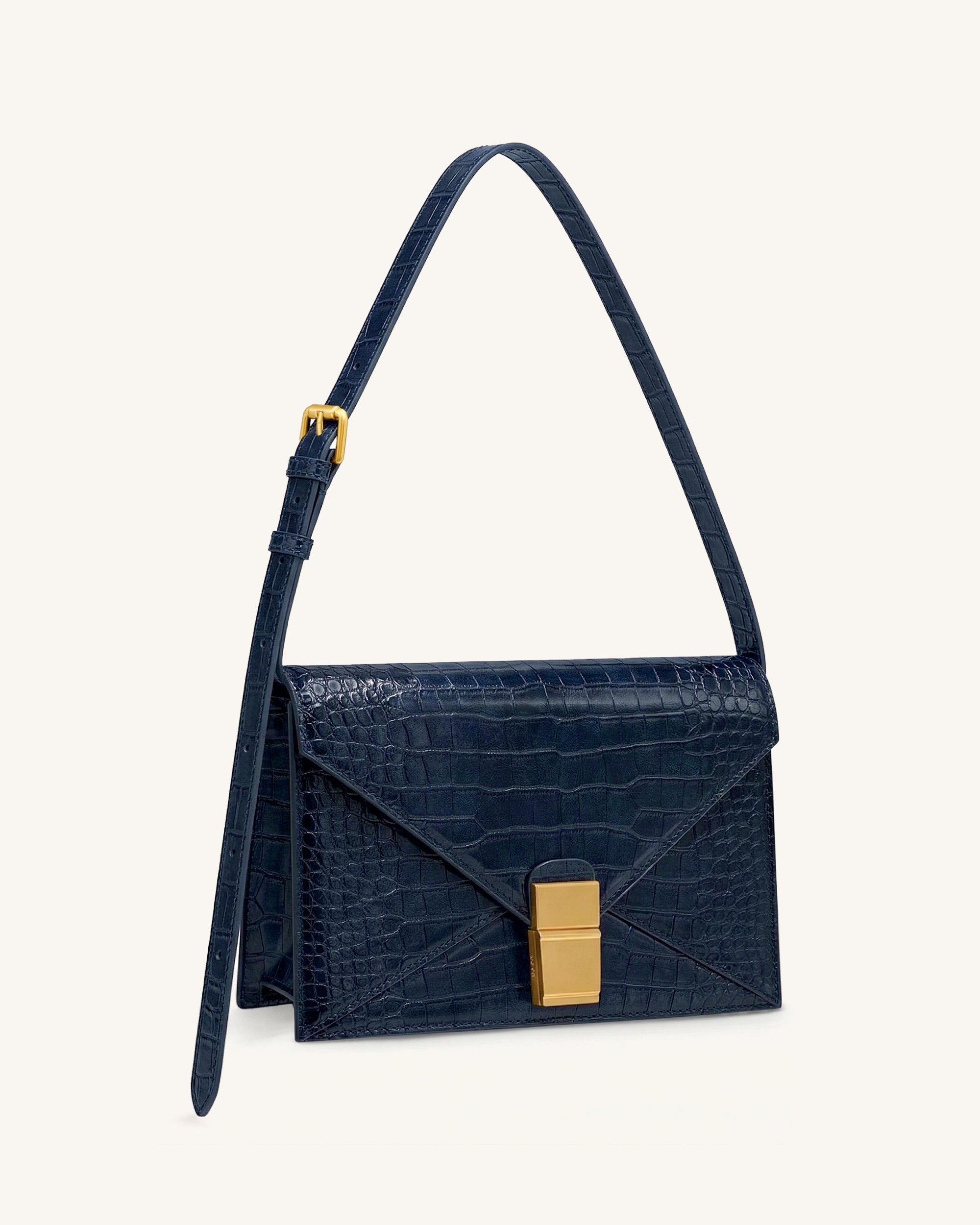 Clio Envelope Crossbody Bag - Navy Croc