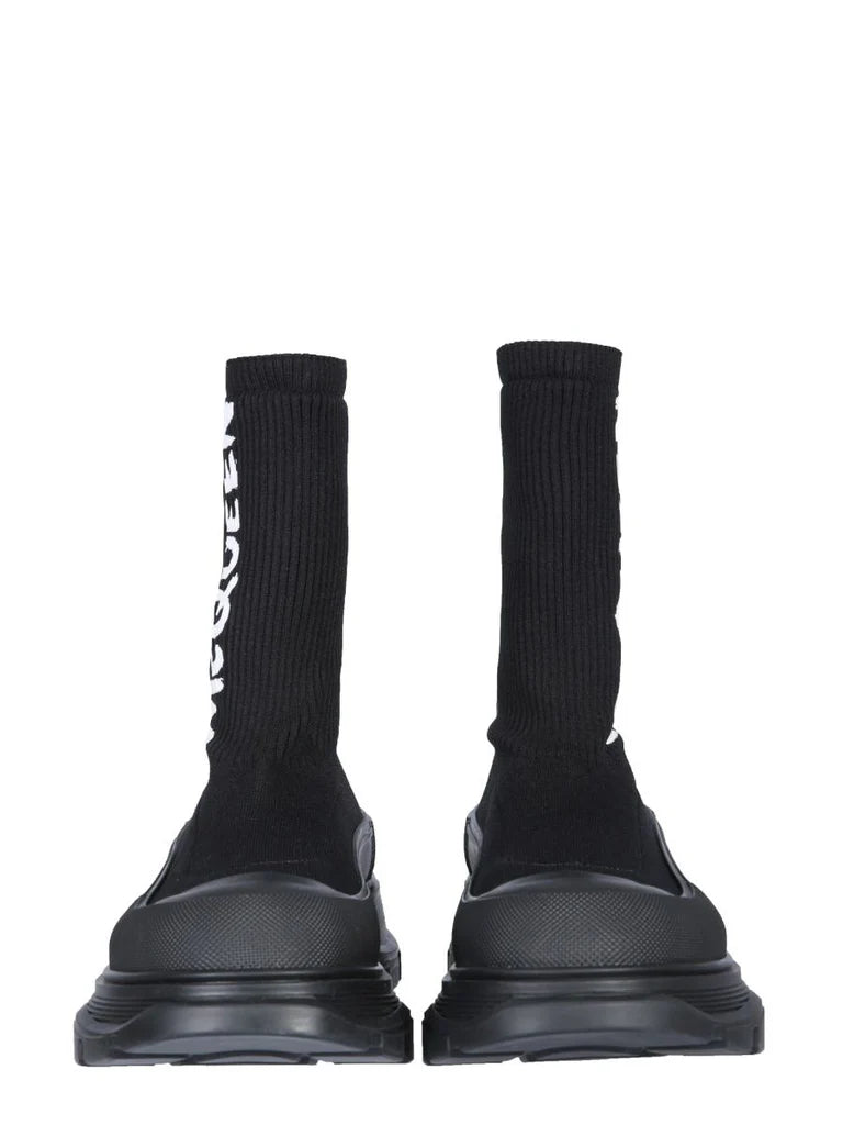 Men’s Black Sock Sneakers with Oversized Rubber Lug Sole – Made in Italy